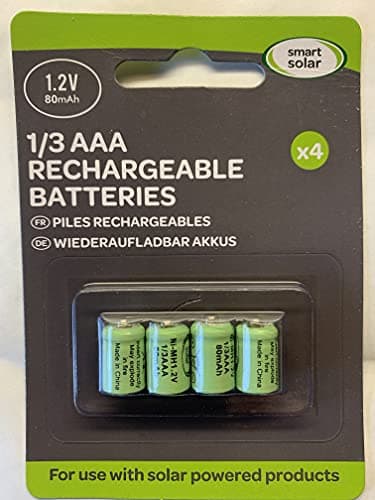 Image of Pack of 4 Rechargeable Ni-MH Batteries 1/3 AAA 80 mAh 1.2 V for Solar Products