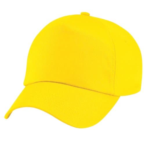 Image of Beechfield Unisex Plain Original 5 Panel Baseball Cap (Pack of 2) (One Size) (Yellow)