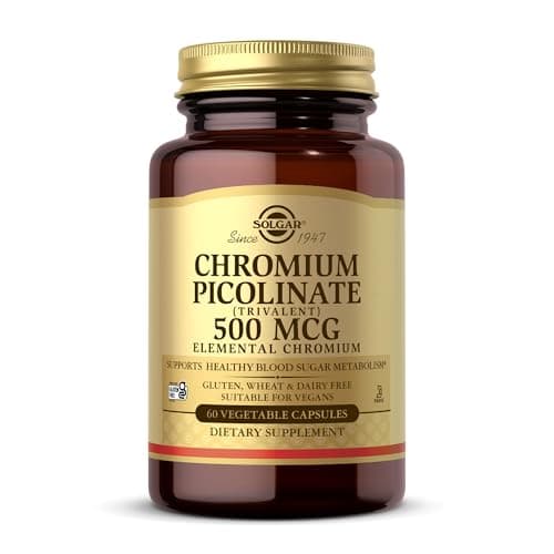 Image of Solgar Chromium Picolinate 500 µg Vegetable Capsules - Pack of 60 - Balances Blood Glucose Levels - Supports The Metabolism - Vegan and Gluten Free