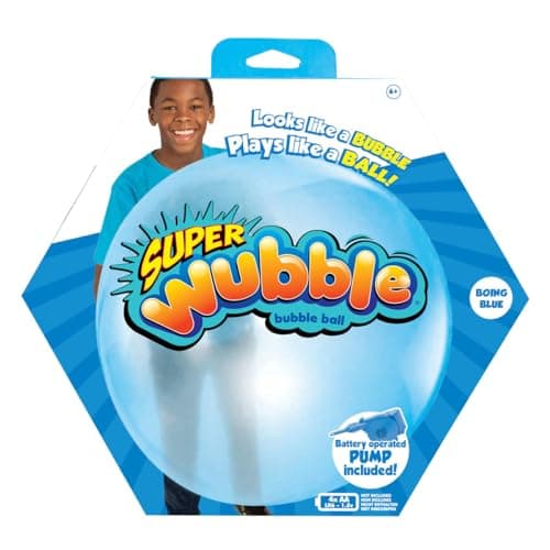 Image of Wubble Super Bubble Ball - Blue (With Pump) | Looks Like a Bubble, Plays Like a Ball! | Inflates to 80cm Tall | Outdoor Garden Toys | Ages 6+ | Packaging may Vary