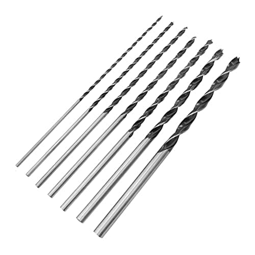 Image of 7 Pieces 300mm Wood Drill Bit Set, 4-12mm Extra Long Carbon Steel Brad Point Twist Drill Bits, Three Pointed Auger Drill Bits for Woodworking Dowel Drilling