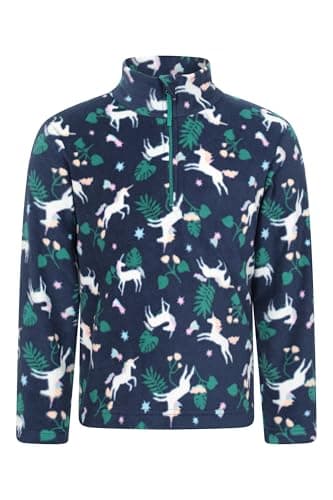 Image of Mountain Warehouse Endeavour Kids Fleece Jacket - Half Zip, Lightweight, Micro Fleece, Fast Dry, Antipill For Boys & Girls - For Spring Summer, Travel & Outdoors Navy Kids Size 5-6 Years