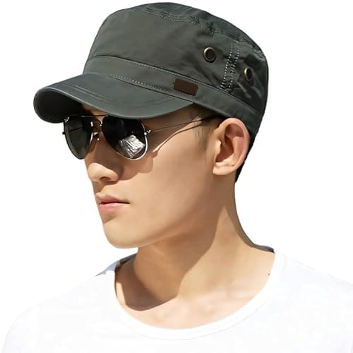 Image of Comhats Cotton Mens Army Cap Military Caps for Men, UPF 50 Army Hat Baseball Cap, Breathable & Adjustable & Lightweight, Green M/L