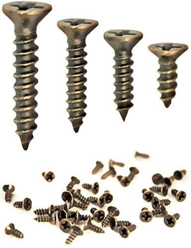 Image of Fuxxer® - 100 x antique wood screws, brass bronze antique look, cross slot, cross screws, countersunk head, self-cutting, set of 100 (3 x 12 mm)