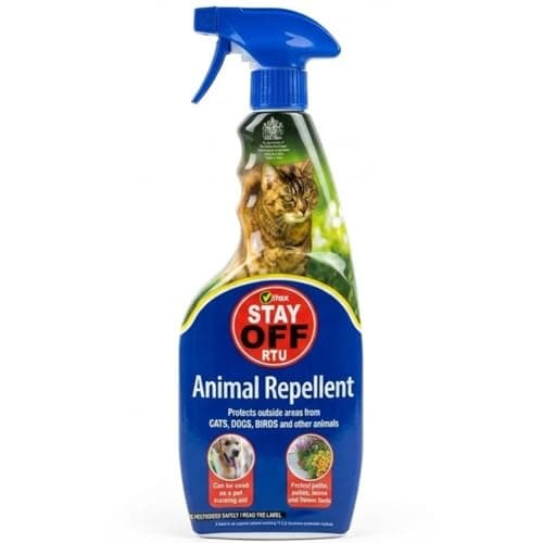 Image of Vitax Stay Off Fox Deterrent 750ml | Humane Animal Repellent Spray for Bins, Lawns & Patios | Odourless Astringent Formula for Foxes Deer & Birds | Ready to Use Non-Toxic Wildlife Protection
