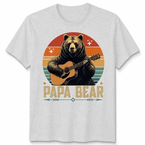 Image of D&T Papabear Papa Bear with Baby Daddy Dad Fathers Day Outfit Unisex Tshirt Unisex 4XL Heather Grey
