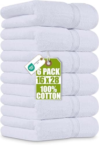 Image of Utopia Towels - Premium Hand Towels - 100% Combed Ring Spun Cotton, Ultra Soft and Highly Absorbent, Extra Large Thick Hand towels 41 x 71 cm, Hotel & Spa Quality Hand Towels (6-Pack) (White)