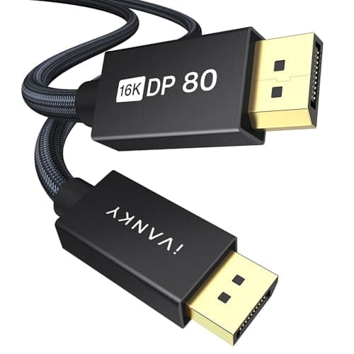 Image of IVANKY DisplayPort Cable 16K 80Gbps, DP to DP 2.1 Cable High Speed Support 16K@60Hz, 8K@240Hz, 4K@540Hz/480Hz/240Hz, HDR DSC, Compatible with Monitor, Graphics 5090 7900XTX - 3M/Black