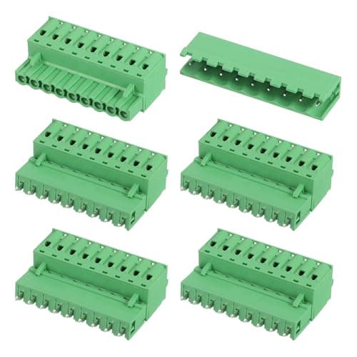 Image of sourcing map 5 Set 9-Pin 5.08mm/0.2" Pitch PCB Mount Screw Terminal Block Connectors Straight No Soldering 2EDGKD Male & Female Connectors Plug for 28-10AWG