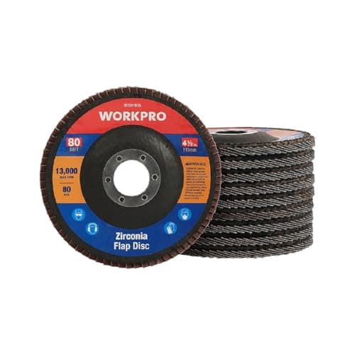 Image of WORKPRO 10-Pack Flap Discs, Professional Zirconium Oxide Sanding Grinding Wheels 115 mm x 22 mm, Grit 80 for Metal Grinding & Wood Sanding, Angle Grinder Wheels