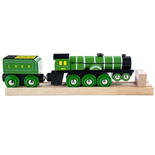 Image of Bigjigs Rail Flying Scotsman Toy Train | Green Model for Wooden Track Set | Heritage Collection Railway Figures & Accessories | Great Gifts for 3+ Year Old Kids | Educational Tool for Toddlers