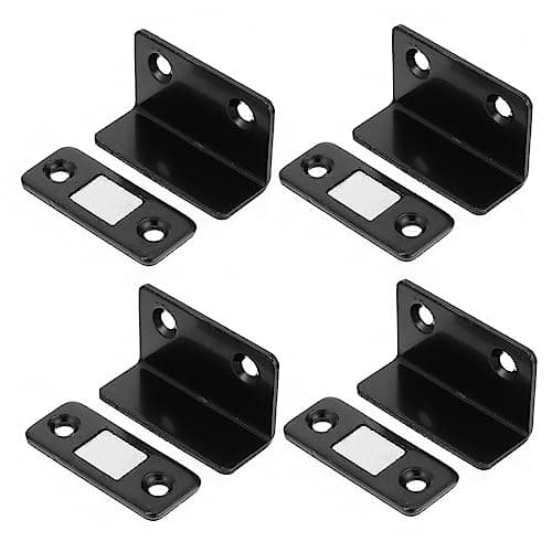 Image of MAGICLULU 4pcs L-Shaped Magnetic Door Catch Set for Cabinets and Wardrobes, Concealed Push-Pull Furniture Latch, 90-Degree Angle Magnetic Latch for Internal Doors, Black
