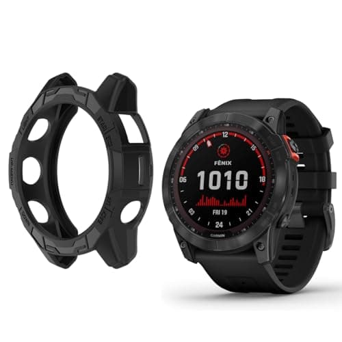 Image of HOMTERN Cases for GARMIN Fenix 7X/Fenix 7X Pro and EPIX Pro 51mm,Flexible Silicone Cover Shell Shockproof Scratch-Proof Protector Case Smartwatch Accessories,Black