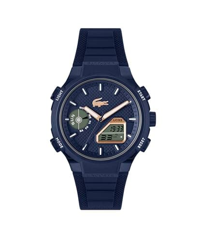 Image of Lacoste Analog-Digital Multifunction Quartz Watch for Men LC33 Collection with Navy Blue Silicone Bracelet - 2011434
