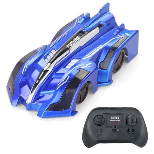 Image of Yangers Radio Remote Controlled Wall Climbing Car, 4 Channel Defy Zero Anti Gravity Goes Up Racing Climb Riding on Walls with LED Lights, USB Rechargeable Electric Race Toy for Kids Boy Girls (Blue)