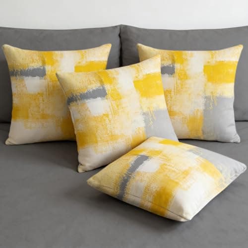 Image of Traziewell Cushion Covers Set of 4 18X18 Abstract Cushions Cover 45 x 45 cm Art Painting Modern Decorative Throw Pillow Covers Soft Pillowcases for Sofa Couch Home Decor 6119