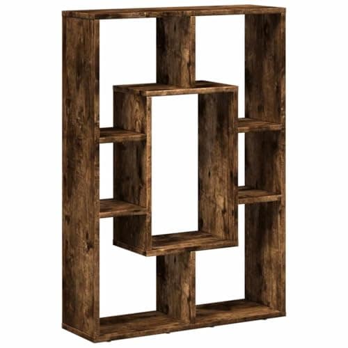 Image of HGKMBRY Contemporary Geometric Bookcase with Compartments, Smoked Oak 63x20x90 cm Engineered Wood, Versatile Storage Shelf for Living Room Study Bedroom