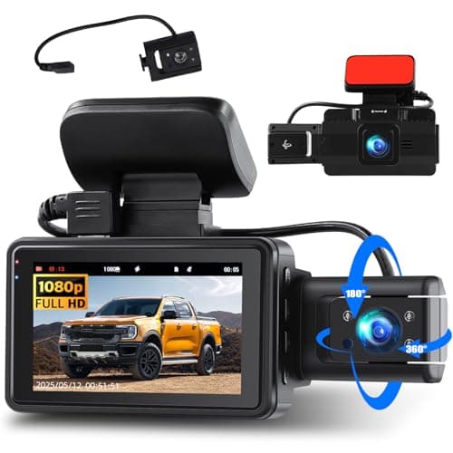 Image of CAMECHO 3 inch Dash Cam for Cars Front and Inside 1080P Full HD In Car Camera Dual Adjustable Lens Dashcam for Cars 170° Wide Angle G-Sensor with Loop Recording and Night Vision for Uber Truck Taxi