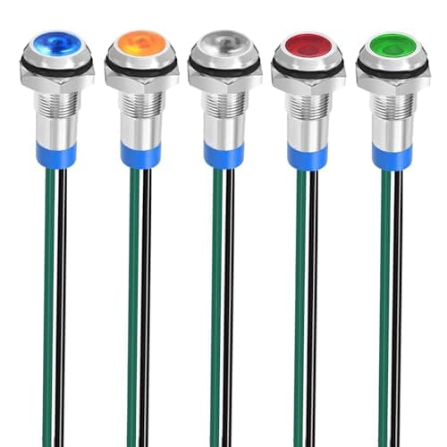 Image of Gebildet 5pcs 8mm 3V-4.5V-5V-6V-7.5V-9VDC LED Metal Indicator Light Waterproof Signal Lamp Pilot Dash Directional Car Truck Boat with Wire(Red/Orange/Blue/Green/White)