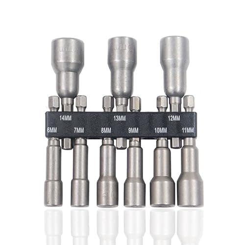 Image of 6-14mm Magnetic Nut Driver Set, 9 Pcs Hex Shank Nut Setter Driver Impact Driver Sockets Hex Drill Bits 1/4 Inch Quick Change Drill Bit Sets for Electric Screwdriver Handle Tools