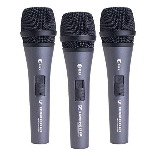 Image of Sennheiser e 835-S Dynamic Cardioid Stage Microphone - 3-Pack | For Live Vocals & PA Systems | On/Off Switch, XLR Connection | Black (507359)