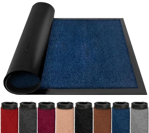 Image of BLADO Door Mats Indoor Outdoor Heavy Duty Dirt Trapper - Non Slip Washable Door Mat with Rubber Backing Super Absorbent Floor Mat for Home, Offices (40cm x 60cm, Dark Blue)