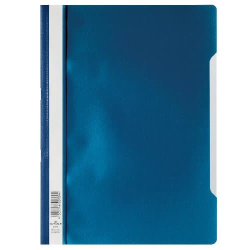 Image of Durable Clear View A4 Document Folder Dark Blue | Transparent Front Cover | Pack of 50 Folders | Ideal for Holding A4 Punched Documents