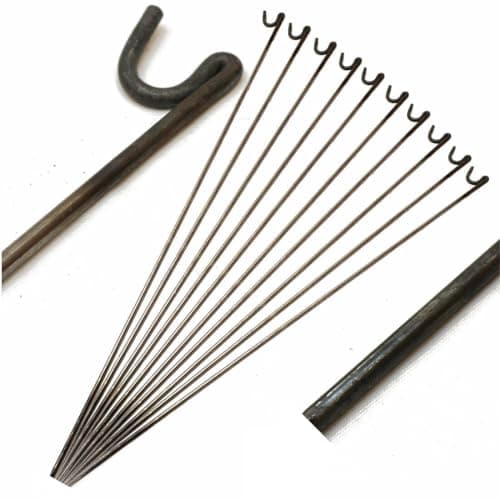 Image of 1.25m Long 8mm Thick Metal Fence Pins Steel Barrier Fencing Garden Netting Stakes Posts Rods (Pack of 10)