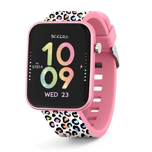 Image of Tikkers Kids Series 13 Leopard Smart Watch with Fitness Tracker, Alarm Clock, Camera, GPS Connection, Heart Rate Monitor, Step Counter, Touch Screen, IP68, Silicone Strap