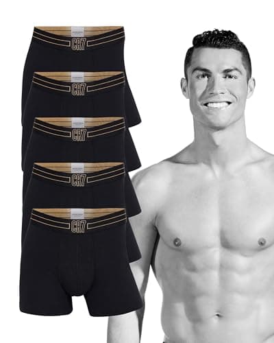 Image of CR7 CRISTIANO RONALDO Mens 5-Pack Boxer Briefs - Black/Gold - L