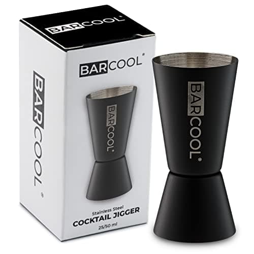 Image of Barcool Bartenders Professional Cocktail Spirit Measure | Dual Sided Cup | Jigger 50ml / 25ml Shot | Blackened Stainless Steel (Black)