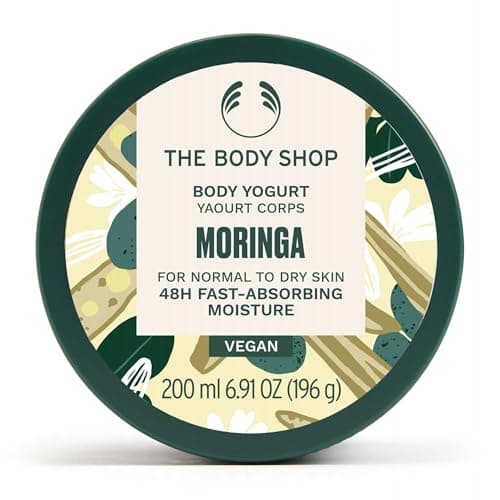 Image of The Body Shop Moringa Body Yogurt (1x 200ml), Fast-Absorbing Moisturiser for Dry Skin, Lightweight Body Cream, Gel-Cream, 48H Hydrating Moisturiser, Body Cream for Normal to Dry Skin, Vegan Body Care