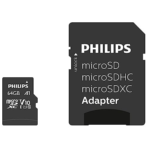 Image of Philips - Micro SDHC 64 GB Class 10 Memory Card + Adapter