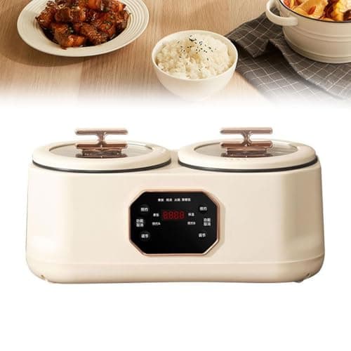 Image of MZBDYYF 1200W Double Slow Cooker Multicooker, 3.6L Electric Hot Pot with 24h Reservation Mechanism & 8-Hour Heat Preservation - Ideal for Camping, Outdoors and Family Dining