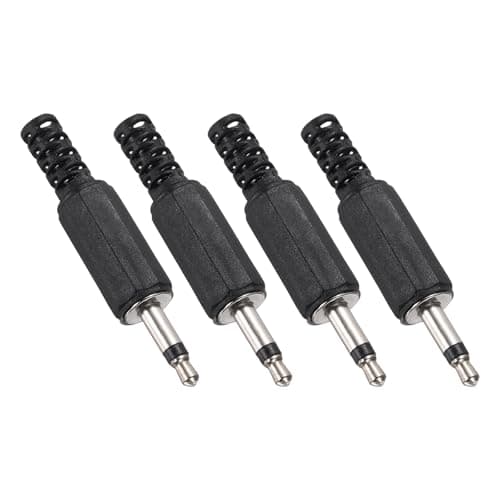 Image of sourcing map 4 Pcs 1/8" TS Audio Male Plug, 3.5mm Mono Jack Plug Adapter Replacement, 1 Pole Solder Jack Cable Connector for Speaker Microphone Guitar (Black)