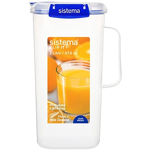 Image of Sistema KLIP IT Plus Leakproof Juice Jug | 2 L | Airtight Plastic Jug for Milk, Water & More | BPA-Free