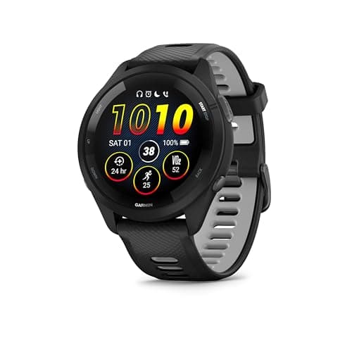 Image of Garmin Forerunner 265 with Music, 46mm GPS Running smartwatch, AMOLED Touchscreen, Advanced Training & Insights, Training & HRV Status, Safety & Tracking Features, up to 13 Days Battery Life, Black
