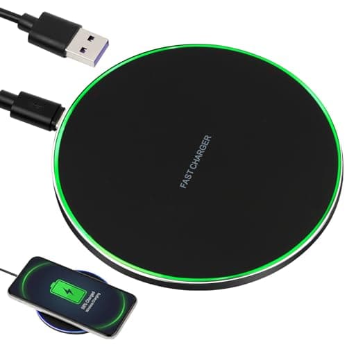 Image of 35W Fast Wireless Charger Qi Charging Pad with Indicator Light, Slim Universal Wireless Charging Station with USB-C Cable for iPhone 16/15/14/13/12/XS, Air Pods & Sam sung Galaxy, Black