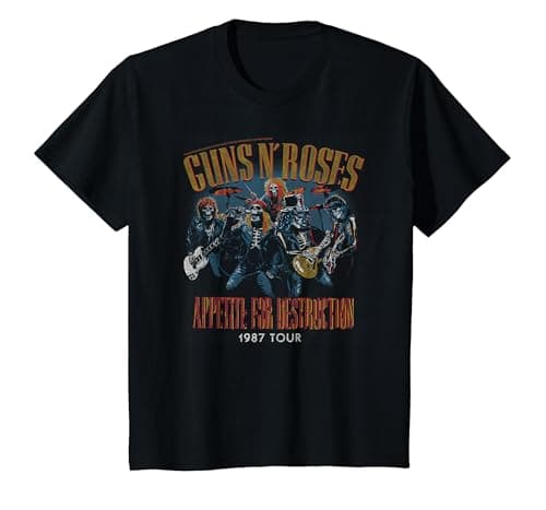 Image of Official Guns N' Roses Appetite for Destruction 1987 Tour T-Shirt, Youth, Black, Small