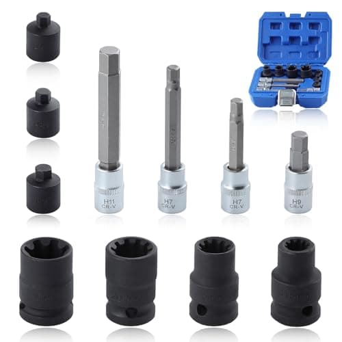 Image of SPEEDWOX 11Pcs Brake Caliper Socket Set - Impact Brake Caliper Special Socket Set and Bit Tool with Toolbox - Fit for Benz, BMW, Audi, Porsche H7, H8, H9, H11, 10Pt, 11.5Mm, 15Mm, 20Mm, 7Pt, 22Mm