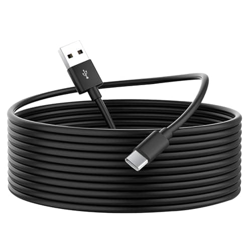 Image of OXZEEWEE 5M USB A to USB C Power Extension Cable for Home Security Cameras, 5V 2A 10W Type C Charging and Data Transfer Cable for Smartphones, Tablets, and More (Black)