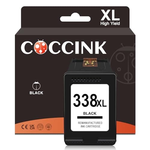 Image of COCCINK 338XL Black Printer Ink Cartridges Replacement for HP 338 XL Compatible with DeskJet 460 5740 6540 6620 6840 9800 Photosmart 2575 2610 2710 8150 8450 8750 C3180 PSC 1610 2355 High Yield