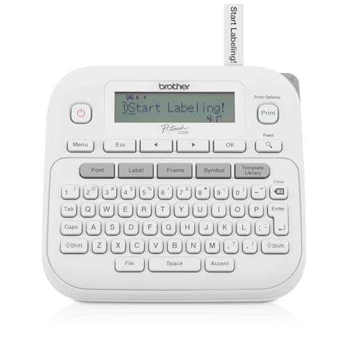 Image of Brother P-Touch Label Maker, PTD220, Inkless Thermal Printer for Home and Office, Portable and Lightweight, QWERTY Keyboard, One-Touch Keys and 25 Preset Label Templates