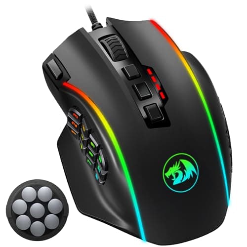 Image of Redragon M901K Elite RGB MMO Mouse,Wired Gaming Mouse with 12 Side Buttons,12400 DPI,8 * 2.4g Weight Tuning,19 Programmable Buttons for PC Laptop MOBA FPS,Black