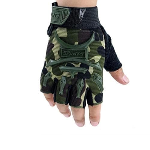 Image of Long Keeper Kids Half Finger Sports Gloves Anti-Slip Cycling Gloves for Boys Girls for Bike Scooter Skateboard (Camo-S)