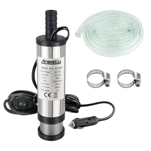 Image of Water Pump Diesel Fuel Pump,Portable Transfer Pump DC 12V 38mm for Water Oil Liquid Diesel,Stainless Steel Submersible Pump with Cigarette Plug,Filter Removable | 3 Meter Power Cord + Hose,Hose Clamps
