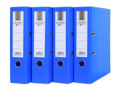 Image of Eastlight A4 Extra Strong Blue Lever Arch Files Plastic on Board Folder Document Storage, 70mm Spine (Pack of 4)