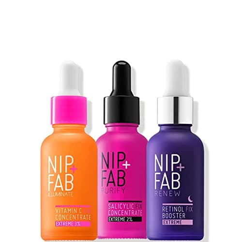 Image of Nip + Fab Booster Trio Bundle | Help to Replenish, Tone, and Hydrate Face Skin | Contains Vitamin C Concentrate Extreme 3%, Salicylic Fix Concentrate Extreme 2%, Retinol Fix Booster