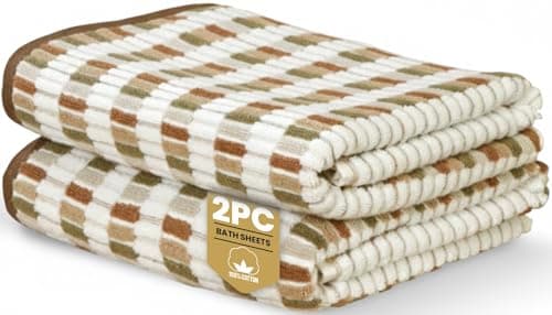Image of Rapport Home Santa Cruz Bath Sheets 2 Pack | Natural | 90x140cm | Luxurious 500GSM 100% Cotton | Oeko-Tex Certified Absorbent & Soft Bathroom Towels