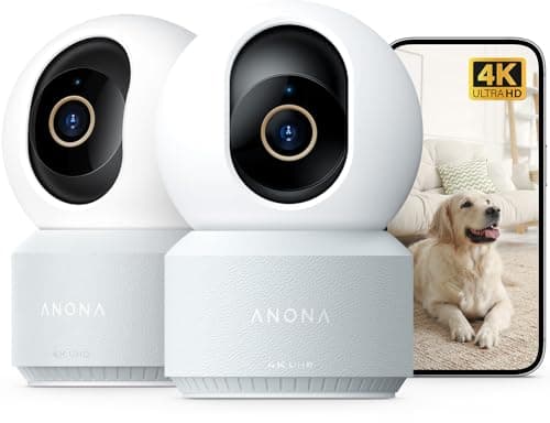Image of Anona Pano 4K UHD Indoor Security Camera 2-Pack, 360° Pan-Tracking Dome Camera for Home Security, Wi-Fi 6, Person/Pet/Baby Cry Detection, Two-Way Audio, Privacy Mode, Alexa Compatible